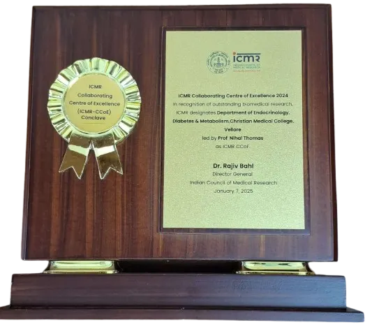 ICMR Collaborating Centre of Excellence Award Plaque – CMC Vellore